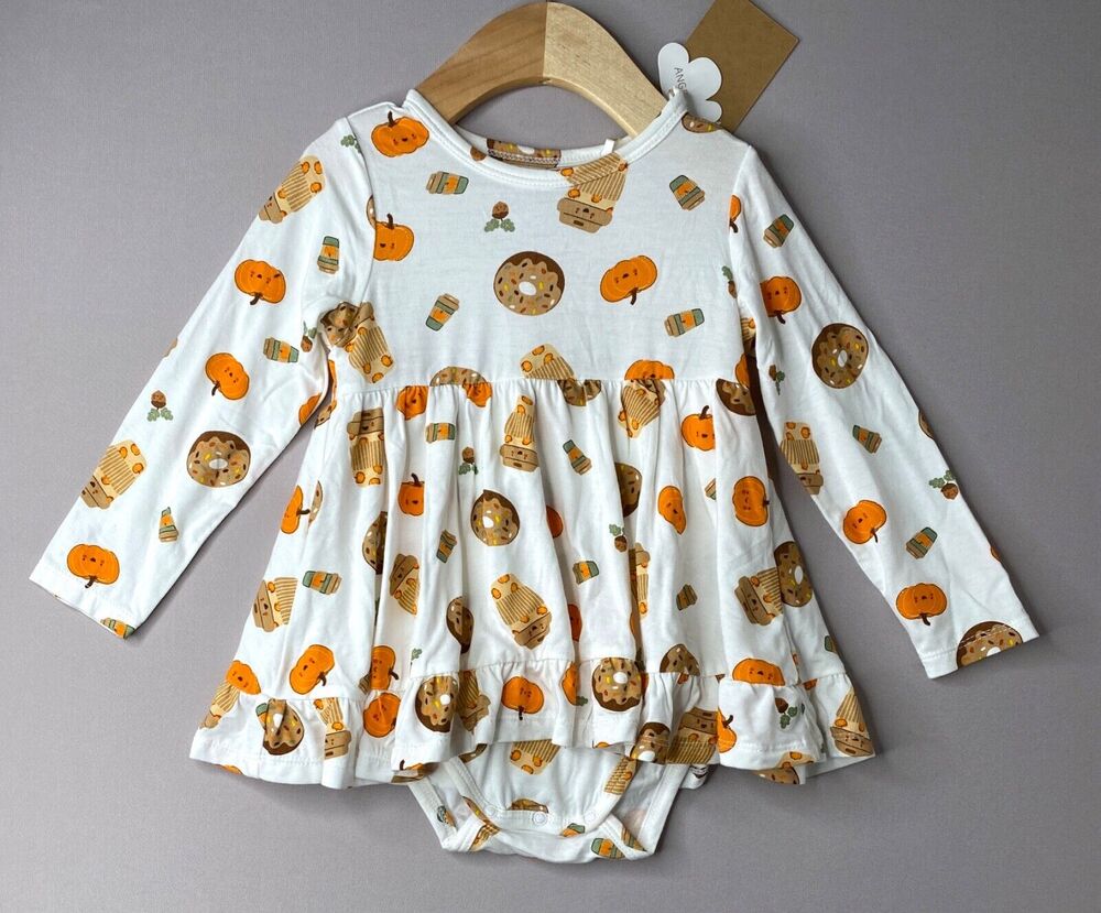NWT Angel Dear Pumpkin Spice Latte Bamboo Twirly Dress Girls 18-24 Mo